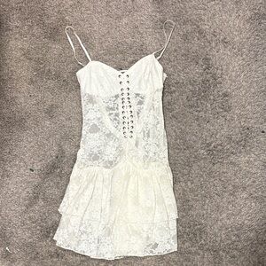 Elegant White Lace Mini Dress